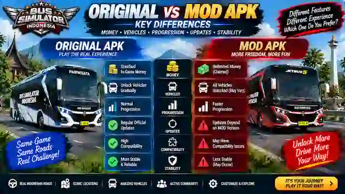 BUSSID MOD APK vs Original Quick Comparison